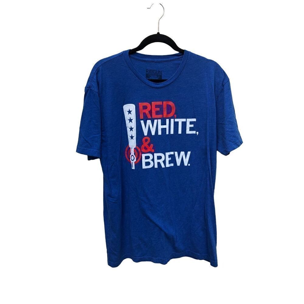 Raygun Red White and Brew Extra Large (XL) Blue T Shirt